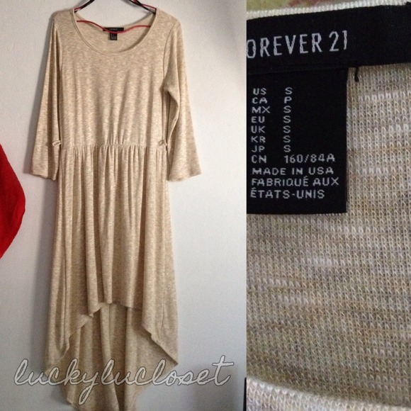 Forever 21 Oatmeal long Sleeve High-Low Dress
