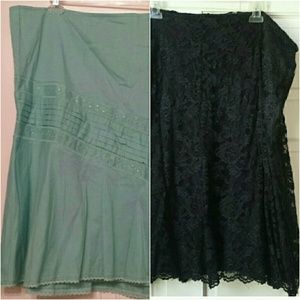 Bundled Mint Green Cotton Skirt & Black Lace Skirt