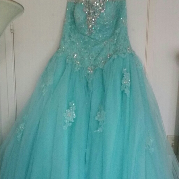 SOLD GORGEOUS AQUA MORI LEE DRESS - Picture 2 of 4