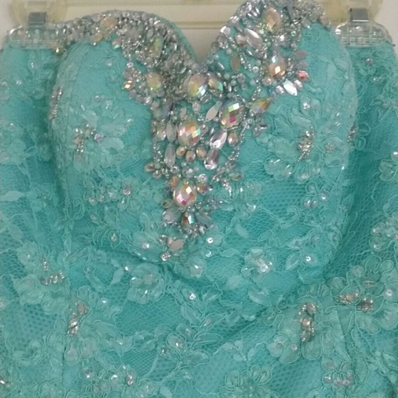 SOLD GORGEOUS AQUA MORI LEE DRESS - Picture 3 of 4