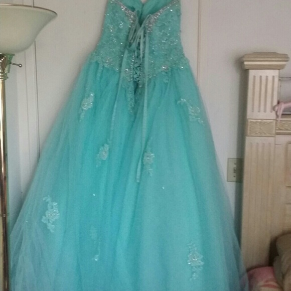 SOLD GORGEOUS AQUA MORI LEE DRESS - Picture 4 of 4