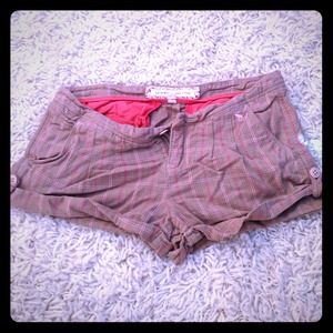 Abercrombie & fitch brown shorts with pink stripes