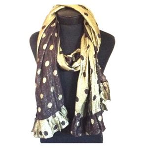 Gold and Brown Polkadot Scarf