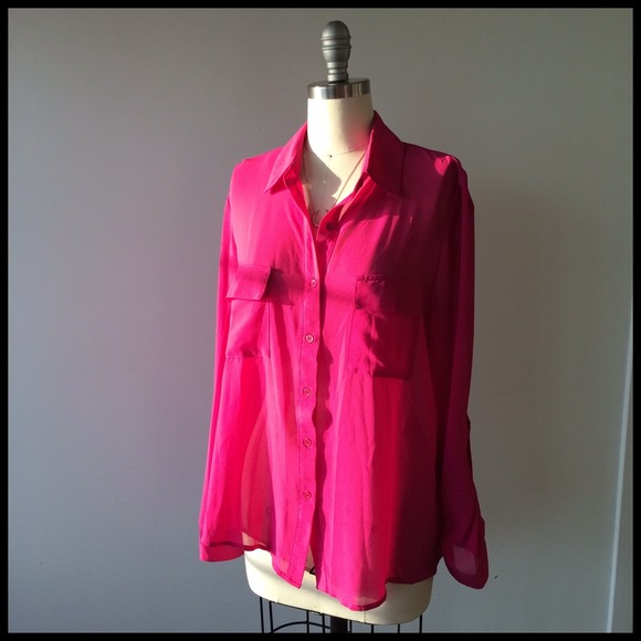 Semi sheer fuchsia blouse - Picture 2 of 2