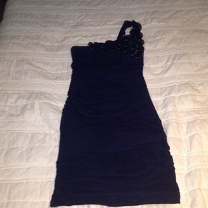 Navy blue one shoulder homecoming dress