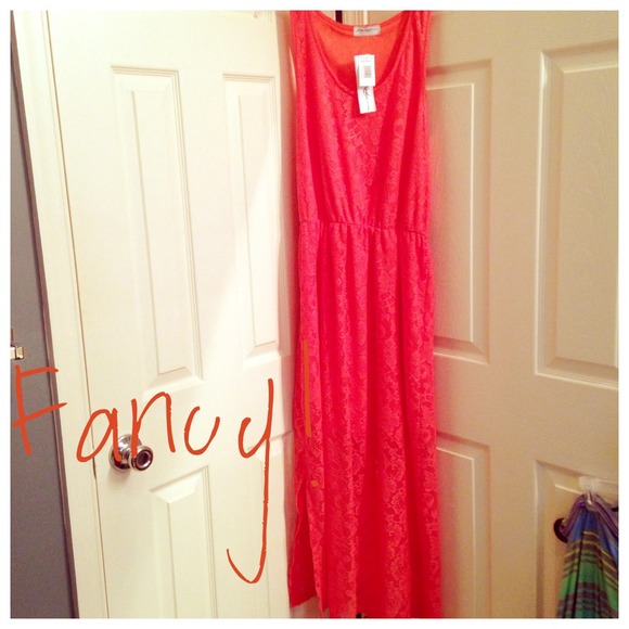 Lace maxi dress with sheer bottom