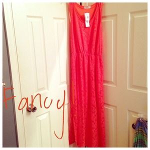 Lace maxi dress with sheer bottom