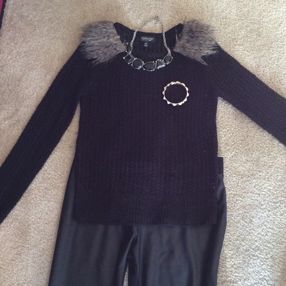 Topshop faux fur knit sweater