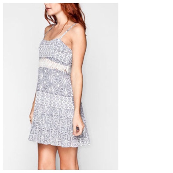 Dresses & Skirts - Dove Grey Paisley Dress + Crochet Panels