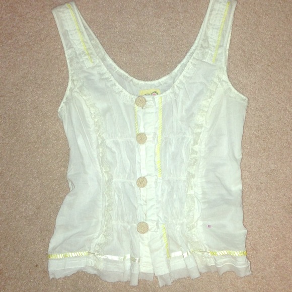 Free people white & yellow corset top