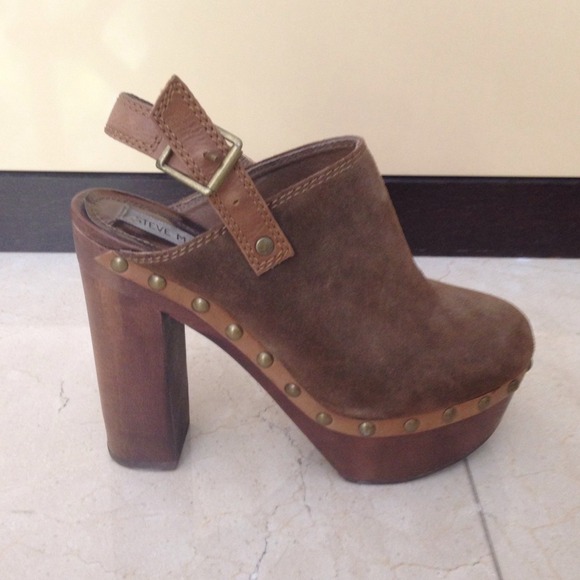 Steve Madden brown suede sling back clogs