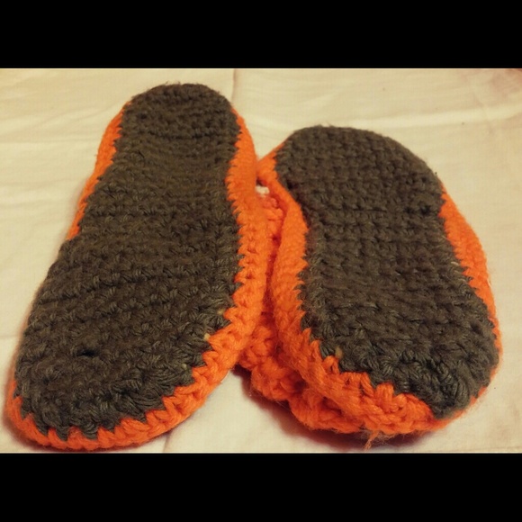 Orange Crochet Slippers HANDMADE Sale - Picture 3 of 4