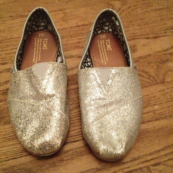 Silver Sparkle TOMS flats