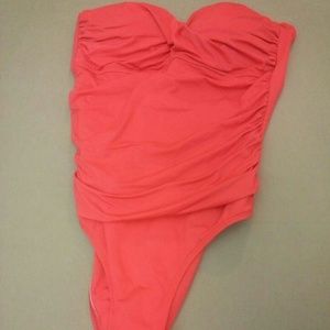 NWOT Red strapless Liz Claiborne swimsuit.