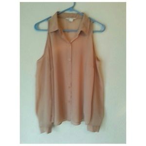 Beige Blouse (Cut-Out Shoulders)