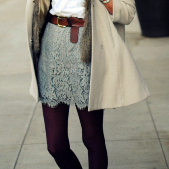 J. Crew grey lace skirt