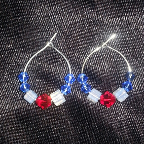 Patriotic genuine Swarovski handmade earrings