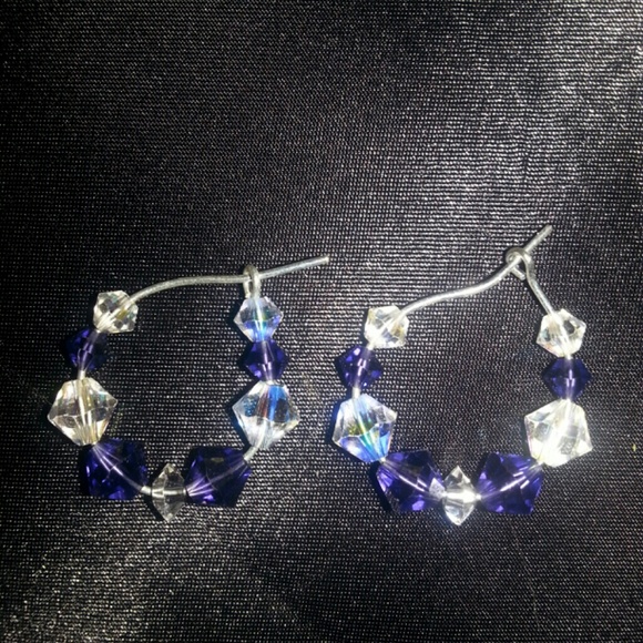 Purple and Clear Swarovski handmade earrings