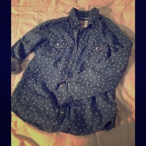 Denim shirt with hearts