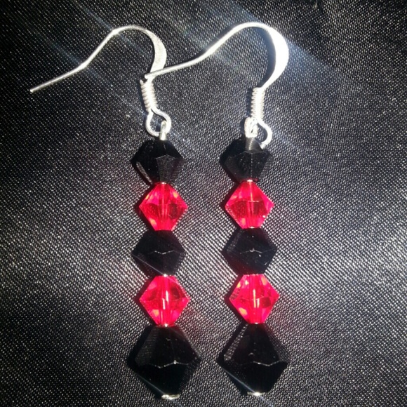 Stunning black and red Swarovski handmade earrings