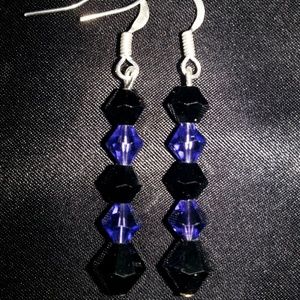 Purple and black Swarovski handmade earrings