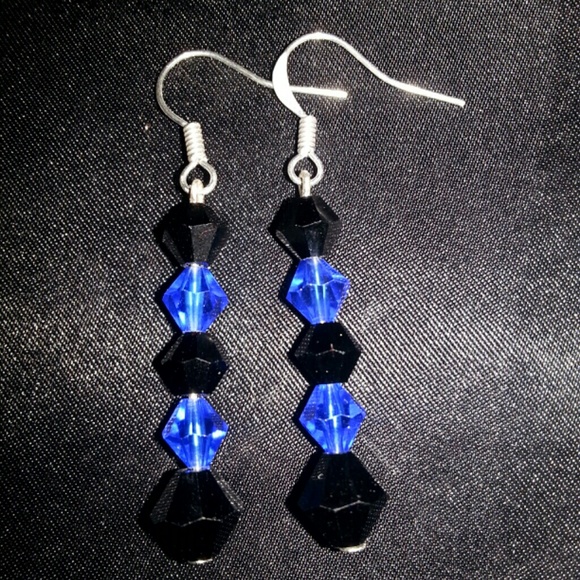 Black and blue Swarovski handmade earrings