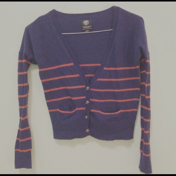 Indigo and orange striped cardigan