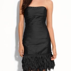 Elegant LBD w/ rouched bodice & beaded frill skirt
