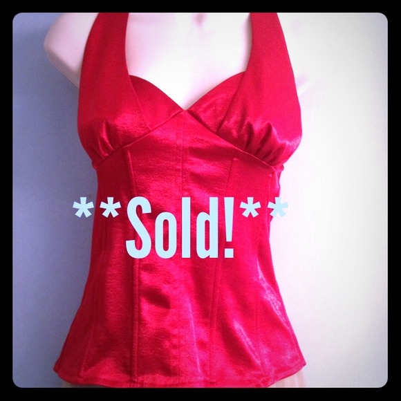 **Sold!** Red Satin Halter Corset