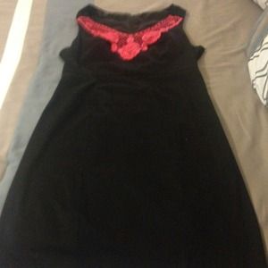 Black/coral dress