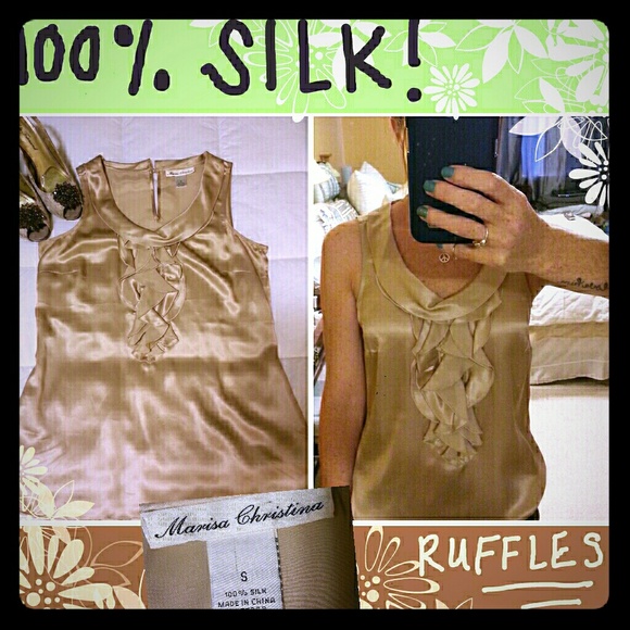 REDUCED! Lovely beige top with flowing ruffles