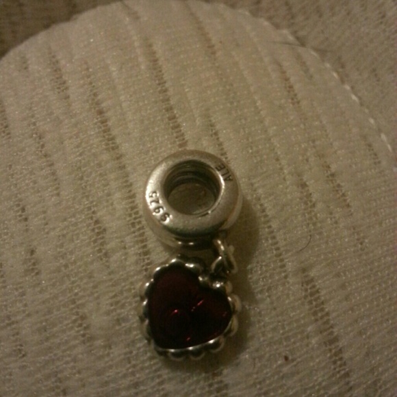 Authentic pandora dangle red heart