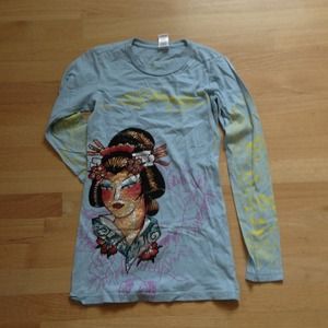 Great ed hardy shirt with all the crystals on it