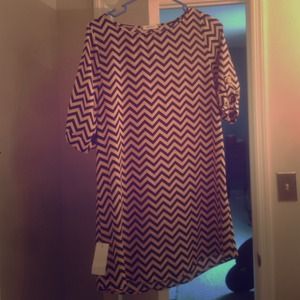 Cream & navy Everly Chevron dress