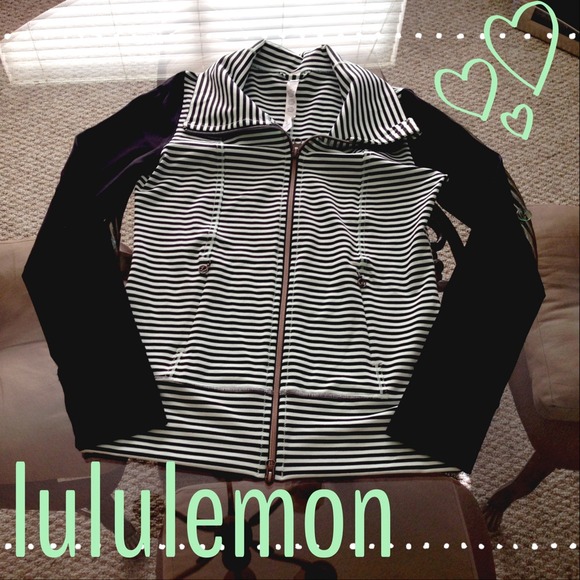 LULULEMON DAILY YOGA MINT BLACK STRIPE JACKET SZ 6