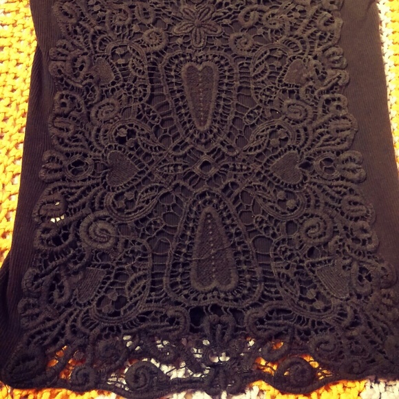 Black Tank Top with Crochet Back - Picture 3 of 4