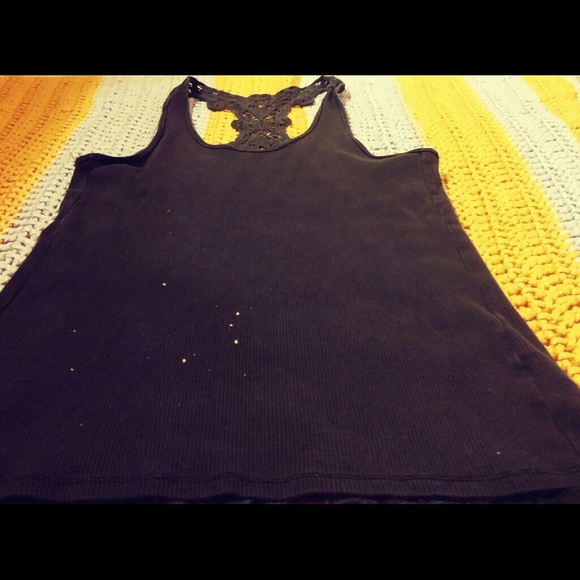 Black Tank Top with Crochet Back - Picture 4 of 4