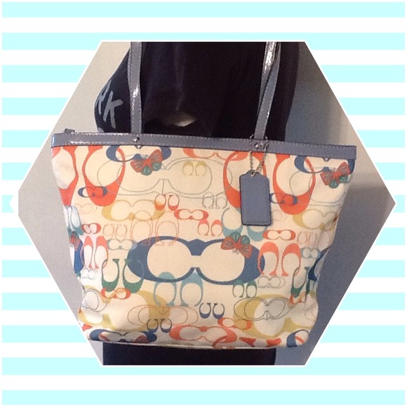 Rare NWOT Coach 17422 Optic Sig Butterfly Tote set - Picture 4 of 4