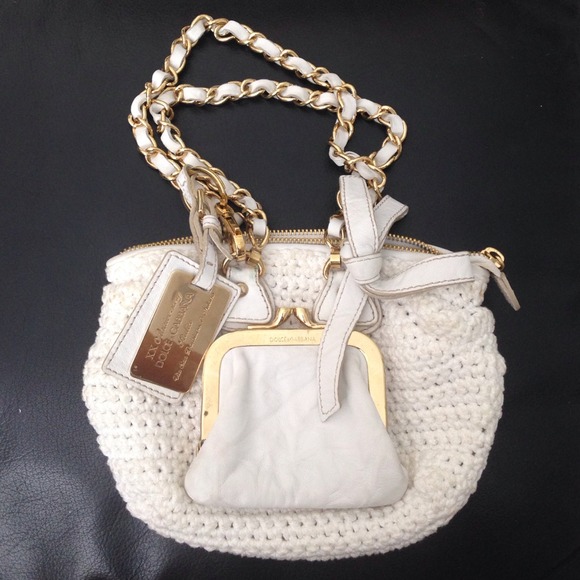 Dolce & Gabbana white crochet mini bag