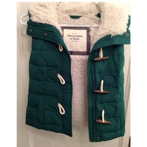 Green sheepskin lined vest