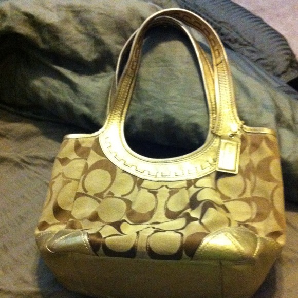 brown and gold Coach Purse - Picture 1 of 3