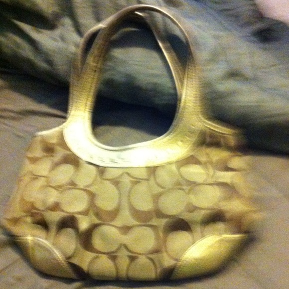 brown and gold Coach Purse - Picture 2 of 3
