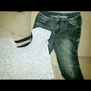 Forever 21 studded jean and top
