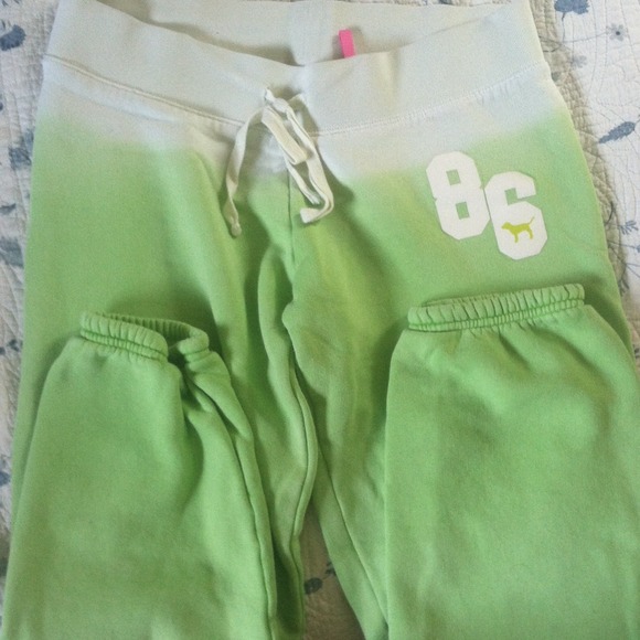 VS PINK lime green sweatpants capris