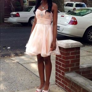 Blush prom dress w/silver jewels and sequins! ^.^
