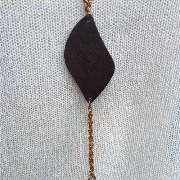 Bronze Long necklace, wood & metal🌼used - Picture 2 of 4