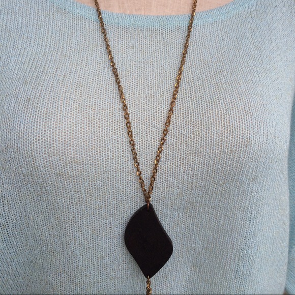 Bronze Long necklace, wood & metal🌼used - Picture 3 of 4