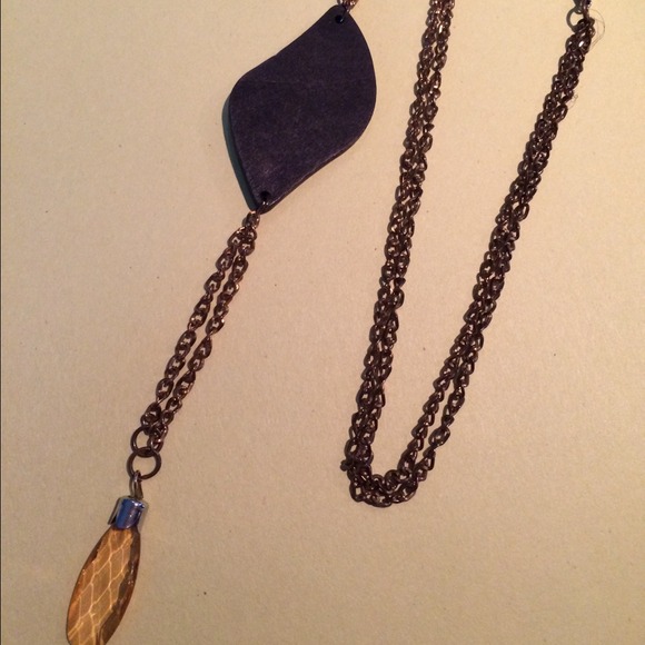 Bronze Long necklace, wood & metal🌼used - Picture 4 of 4