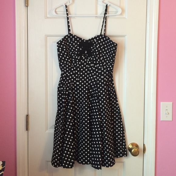 Black with white polka dots dress