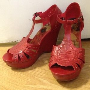 Red Sandal Wedges